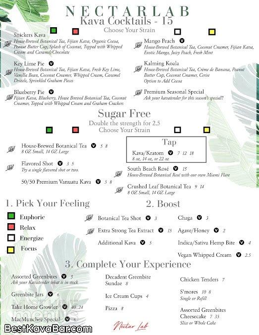 Nectar Kava Bar Menu 1
