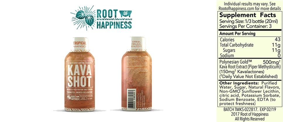 Root Of Happiness Kava Shot - Mango