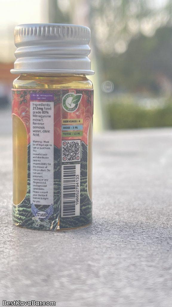 Back Label of Overseas Organix Liquid Kratom Extract M80 Shot